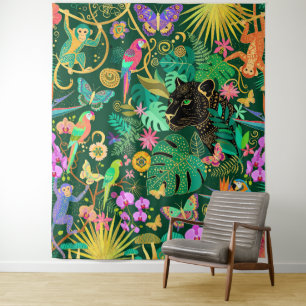 Jungle Gouden Fantasie Surreal Exotisch Wandkleed