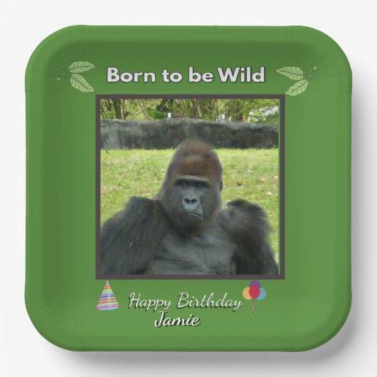 Jungle Green Gorilla Viering Papieren Bordje (Voorkant)
