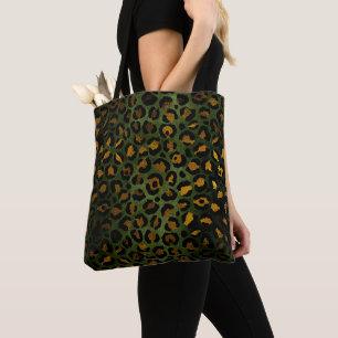 Jungle groen geel cheeta luipaard patroon tote bag
