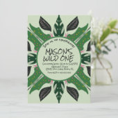 Jungle groen handgetekend  zoo feestje  kaart (Staand voorkant)