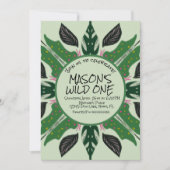 Jungle Groene Hand Getekende Dierenpark Feest Kaart (Voorkant)