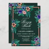 Jungle Groene Koraal Bloem Waterverf Boozy Bach Kaart (Voorkant / Achterkant)