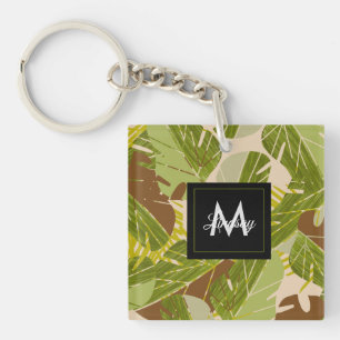 Jungle Groene Safari Blad Tropisch Handgetekend  Sleutelhanger