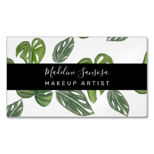 Jungle Groene Waterverf Monstera Salon Make-up  Magnetisch Visitekaartje