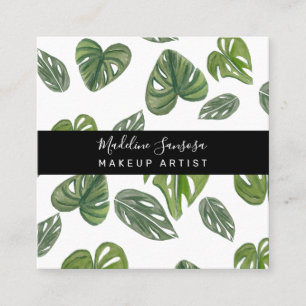 Jungle Groene Waterverf Monstera Salon Make-up  Vierkante Visitekaartje