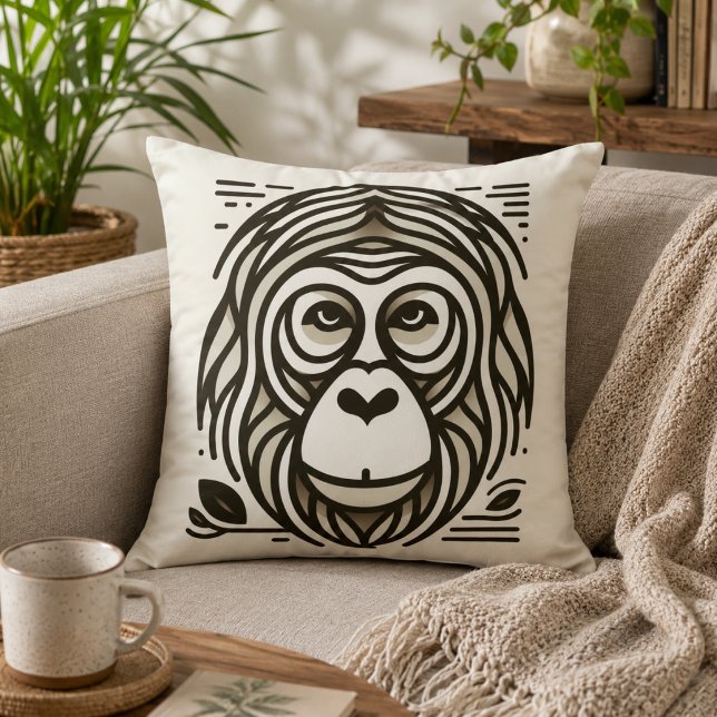 Jungle Harmony: op orang-oetans geïnspireerd  Kussen (Jungle Harmony: Orangutan-Inspired Throw Pillow)
