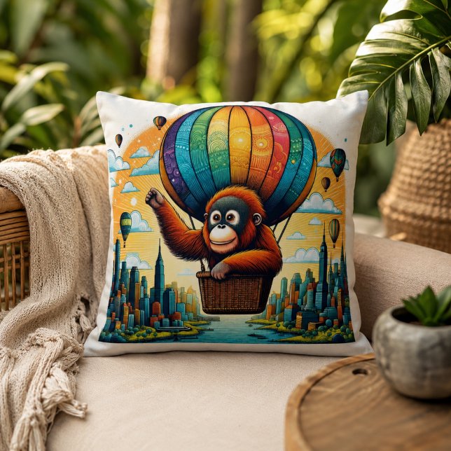 Jungle Harmony: orang-oetan inspiratie  Kussen (Jungle Harmony: Orangutan-Inspired Throw Pillow)