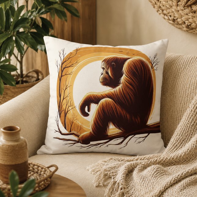 Jungle Harmony: orang-oetan inspiratie  Kussen (Jungle Harmony: Orangutan-Inspired Throw Pillow)