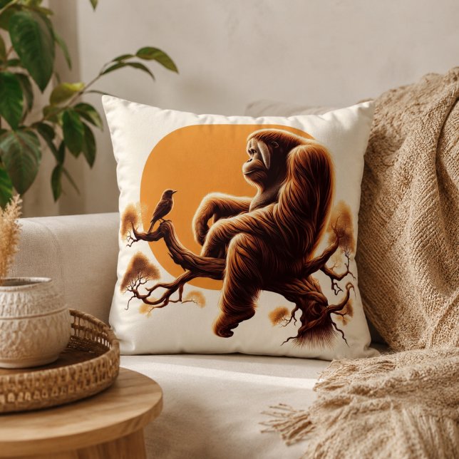 Jungle Harmony: orang-oetan inspiratie  Kussen (Jungle Harmony: Orangutan-Inspired Throw Pillow)