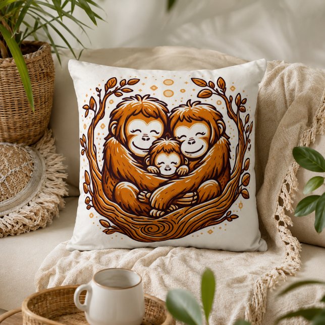 Jungle Harmony: orang-oetan inspiratie  Kussen (Jungle Harmony: Orangutan-Inspired Throw Pillow)