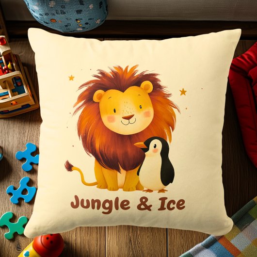 Jungle & Ijs Leeuw & Pinguïn | Leuke Dieren Vriend Kussen