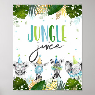 Jungle Juice Safari Party Animals Birthday Sign Poster
