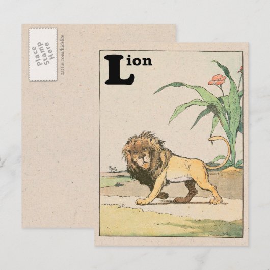 Jungle Leeuw Alfabet Dier Briefkaart (Voorkant / Achterkant)