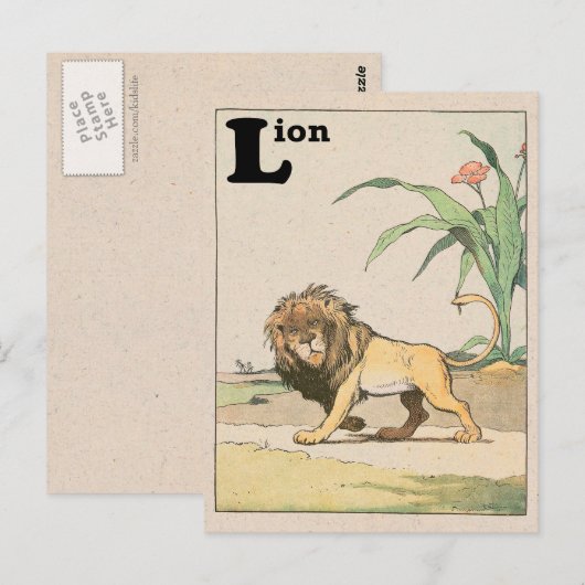 Jungle Leeuw Alfabet Dier Briefkaart (Voorkant / Achterkant)