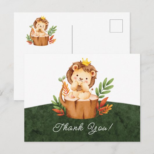 Jungle Leeuw Baby Shower Bedankkaart Briefkaart (Voorkant / Achterkant)