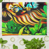 Jungle Leeuw Pop Art Ontwerp Theedoek (Gevouwen)