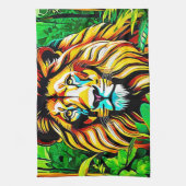 Jungle Leeuw Pop Art Ontwerp Theedoek (Verticaal)