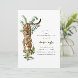 Jungle Luipaard Aquarel 60ste Verjaardagsfeestje Kaart