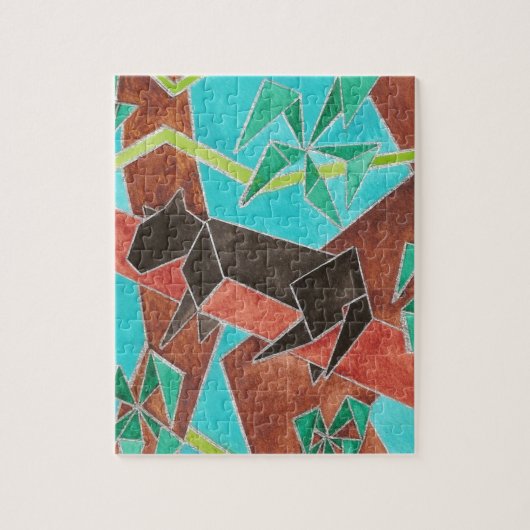Jungle Luipaard Originele Abstracte Kunst Legpuzzel (Verticaal)