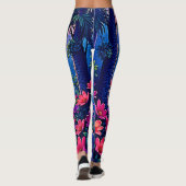 Jungle Maan Blauwe Papegaai Paradijs Leggings (Achterkant)