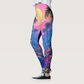 Jungle Maan Blauwe Papegaai Paradijs Leggings (Links)