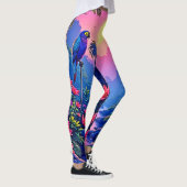 Jungle Maan Blauwe Papegaai Paradijs Leggings (Rechts)