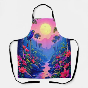 Jungle Maan Blauwe Papegaai Paradijs Schort