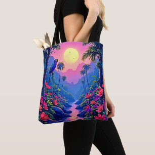 Jungle Maan Blauwe Papegaai Paradijs Tote Bag