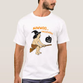 Jungle Man Halloween Ride – Funny Caveman on Broom T-shirt (Voorkant)
