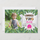 Jungle meisje 2de verjaardagsfeest foto uitnodigin kaart (Voorkant)