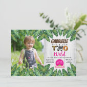 Jungle meisje 2de verjaardagsfeest foto uitnodigin kaart (Staand voorkant)