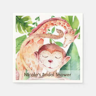 Jungle Monkey & Giraffe Baby Shower Feestje Aangep Servetten