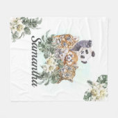 Jungle Mooie Dieren Monogram Tropisch groen Fleece Deken (Voorkant (Horizontaal))