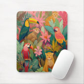 Jungle Mouse Pad–Leopard, Parrot, Toucan & Monkey Muismat (Met muis)