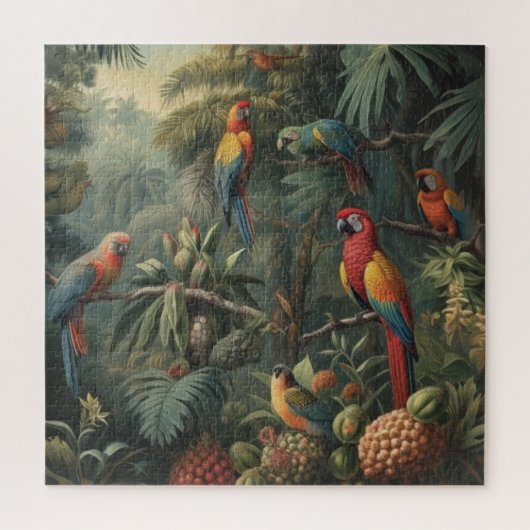 Jungle Mozaïek Rode Ara en Ananas Legpuzzel (Verticaal)