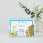 Jungle- of dierentuin thema baby shower voor jonge uitnodiging briefkaart (Staand voorkant)