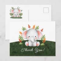 Jungle Olifant Baby Shower Bedankkaart