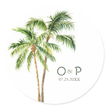 Jungle palm watercolor tropische klassieke ronde s