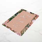 Jungle palmbloemen regenwoud bloemen roze groen folie uitnodiging (Gedraaid)