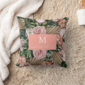 Jungle palmbloemen regenwoud bloemen roze groen kussen (Deken)