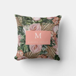 Jungle palmbloemen regenwoud bloemen roze groen kussen