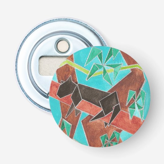 Jungle Panter Originele Abstracte Kunst Button Flesopener (Voorkant)