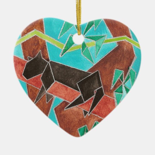 Jungle Panter Originele Abstracte Kunst Keramisch Ornament (Voorkant)