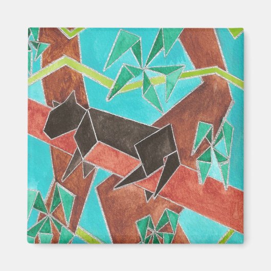 Jungle Panter Originele Abstracte Kunst Magneet (Voorkant)