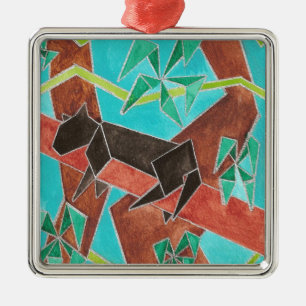 Jungle Panter Originele Abstracte Kunst Metalen Ornament