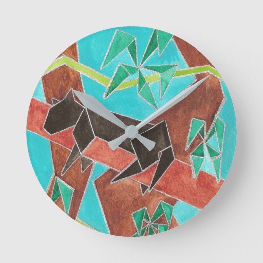 Jungle Panter Originele Abstracte Kunst Ronde Klok (Voorkant)