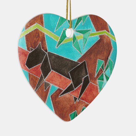 Jungle Panther Original Abstract Art Keramisch Ornament (Rechts)