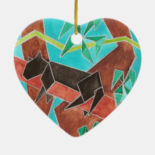 Jungle Panther Original Abstract Art Keramisch Ornament (Achterkant)