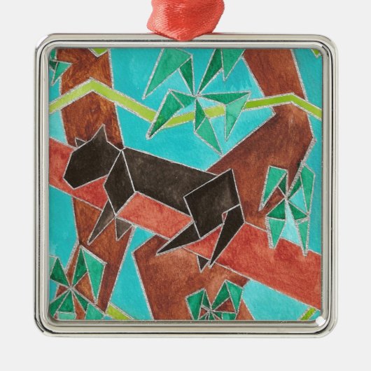 Jungle Panther Original Abstract Art Metalen Ornament (Voorkant)