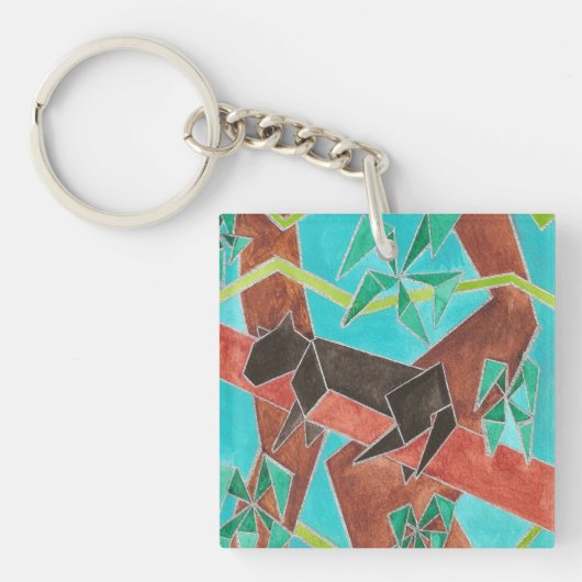 Jungle Panther Original Abstract Art Sleutelhanger (Voorkant)